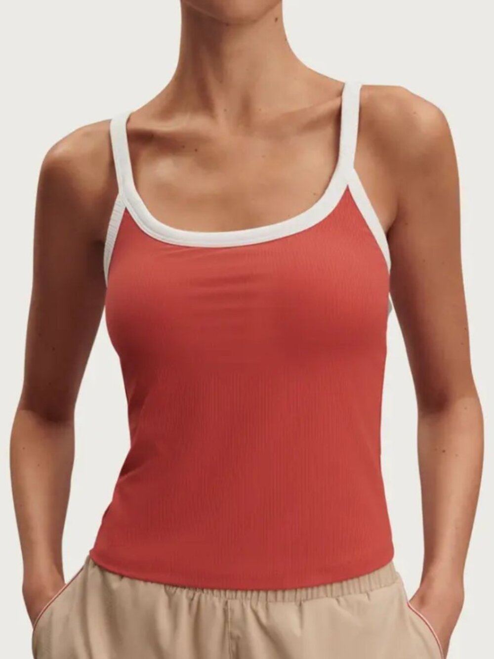 Varley Theon Scoop Neck Performance Tank Baked Apple White Active Size M NWT